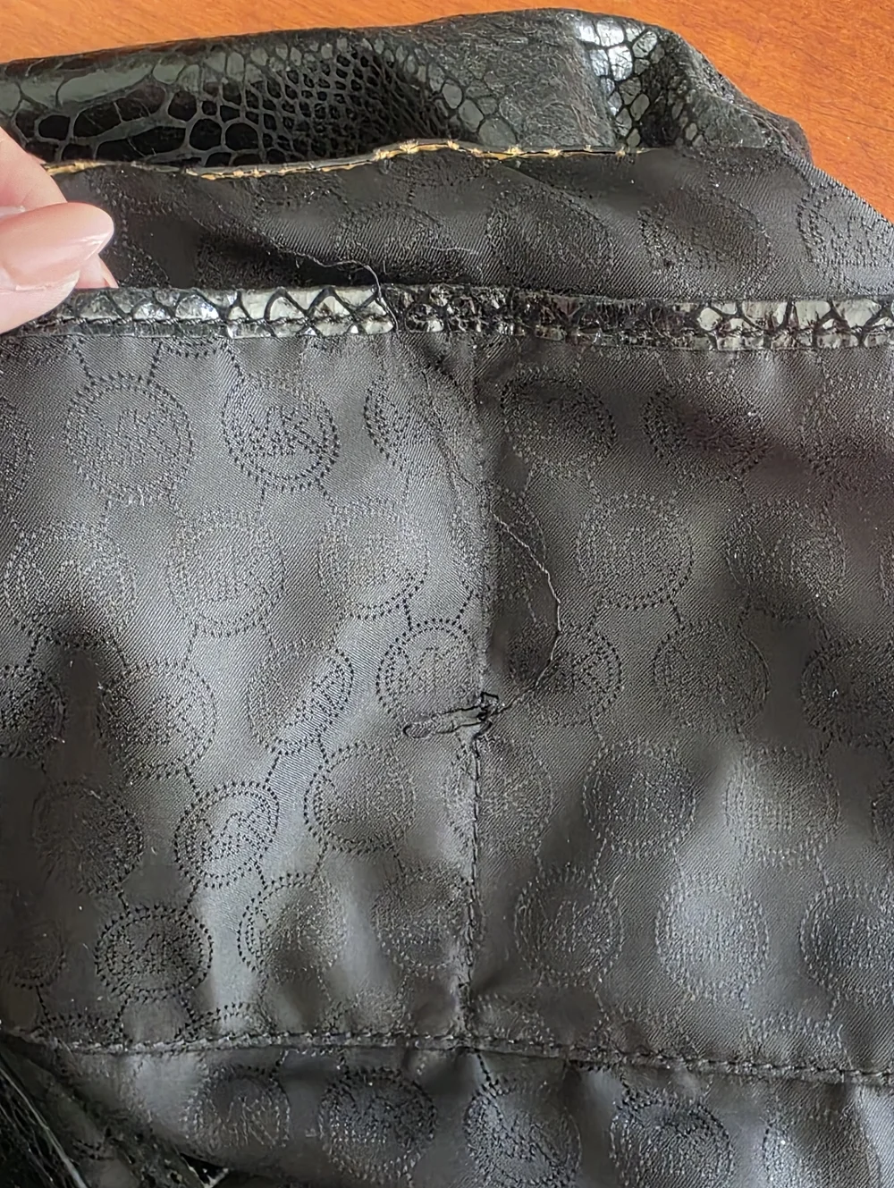 Michael Kors Slouchy Hobo Black Python Embossed Leather Shoulder Bag